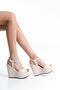 Ribona; Skin Matte Leather, Open Back 12 cm Wedge Heeled Shoes - 2