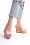 Hazel; Pink, 12 cm Cork Sole Wedge Heeled Slippers - 2
