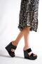 Victory; Black Patent Leather, 12 Cm Wedge Heeled Women's Slippers - 2