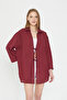 Women's Burgundy Linen Laced Kimono / Sevde Ugur - 4