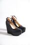 Orion; Black Matte Leather, 12 cm Wedge Heeled Shoes with Detachable Helmet - 4