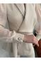Pearl Stone Detailed Chiffon Sleeves Double Breasted Set - 2