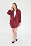 Women's Burgundy Linen Tied Kimono Shirt - Kimono1 - Sevde Ugur