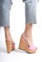 Hazel; Pink, 12 cm Cork Sole Wedge Heeled Slippers - 3
