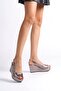 Juliet Women's Shiny Platinum 9 cm Correct Heel Shoes - 2