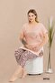 Plus Size Elastic Waist Comfort Model Viscose Cotton Women's Capri Pajamas Suit - 2