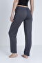 Cotton Thin Breathable Fabric Ribbon Waist Detail Solid Pocketless Women's Pajama Bottoms - 3