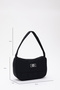 Black U11 Single Zipper Compartment Daily Sports Baguette Canvas Fabric Women's Hand and Shoulder Bag B:16 E: 26 - 2