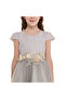 Grey/Gold Jacquard And Tulle Dres With Lace - 5