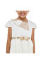 Ivory/Gold Lapel Jacquard Dress - 5
