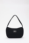 Black U11 Single Zipper Compartment Daily Sports Baguette Canvas Fabric Women's Hand and Shoulder Bag B:16 E: 26