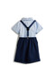 Blue Shorts And Braces Set With Shirt And Bow Tie - 3