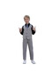 Grey Herringbone Waistcoat And Pant Set With Shirt And Tie