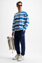 Yoane Men's Tie-Up Elastic Waist and Leg Navy Blue Sweatpants