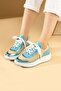 Afrid blue woven leather women's sneakers - 2