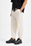 Borland Men's Elastic Waistband Relaxed Fit Ecru Sweatpants with Side Pockets - 4