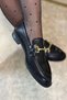 Daily Women's Black Loafer Classic Patterned Sole Buckle Oval Toe Moccasin Shoes 120 - 4