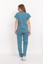 Unisex Women Men Cool Petrol Blue Lycra Doctor Nurse Hospital Scrubs Uniform Set - 4