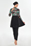 Lycra Full Covered Hijab Swimsuit Half Patterned 2106 Black - 2