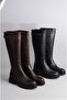Seç 1013 Genuine Leather Women's Riding Boots Black - 8