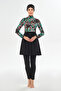 Lycra Full Covered Hijab Swimsuit Half Patterned 2106 Black - 6