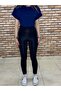Diving Fabric High Waist Tight Leg Sports Leggings - 2