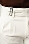 Italian Cut Pleated Buckle White Fabric Trousers 2199-123 - 4