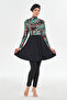 Lycra Full Covered Hijab Swimsuit Half Patterned 2106 Black - 5