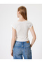 Women's Beige Bowtie Detail T-Shirt - 4