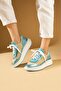 Afrid blue woven leather women's sneakers - 3
