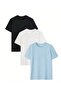 3 Pack Baby Blue White Black Plain T-Shirt - 2