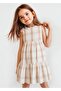 Girl's Plaid Linen Dress - Cream # 3922 - 4