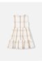 Girl's Plaid Linen Dress - Cream # 3922 - 2
