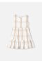 Girl's Plaid Linen Dress - Cream # 3922