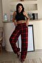Burgundy Plaid Women's Trousers Mg2401 - 4