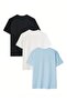 3 Pack Baby Blue White Black Plain T-Shirt - 3