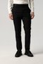 Long Tongue Waist Buckle Detailed Black Fabric Trousers 2351-07