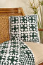 Green and White Hand Knitted Blanket & Pillow Set - 2