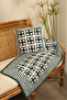Green and White Hand Knitted Blanket & Pillow Set