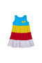 Dark Turquoise White Color Layered Girls' Strap Dress - 3