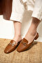 Sangi Taba Buckle Detailed Women's Slippers