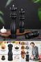 2 Pieces Black Pepper Salt Coffee Spice Grinder Wooden Manual Hand Grinder Salt Shaker Black And Coffee - 4