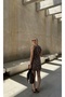 Women's Brown Crew Neck Leopard Print Dress - 5