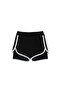 Black-Black Two Thread Ribbed Waist Girls' Shorts - 2