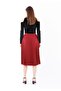 Knee Length Pleated Burgundy Skirt with Elastic Waist - 4