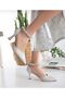 Black Satin Heel Women's Shoes with Ankle Stones - 3