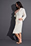 Niki Velvet Bamboo Cotton Dressing Gown with Lace Flowers - 2