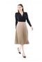 Knee Length Pleated Elastic Waist Skirt - 4