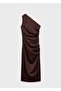 Asymmetrical Satin Dress with Side Slits - 3