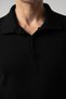 Polo Neck Buttoned Black Cotton Knitwear 9054-01 - 2